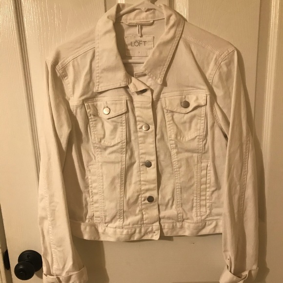 ann taylor white denim jacket